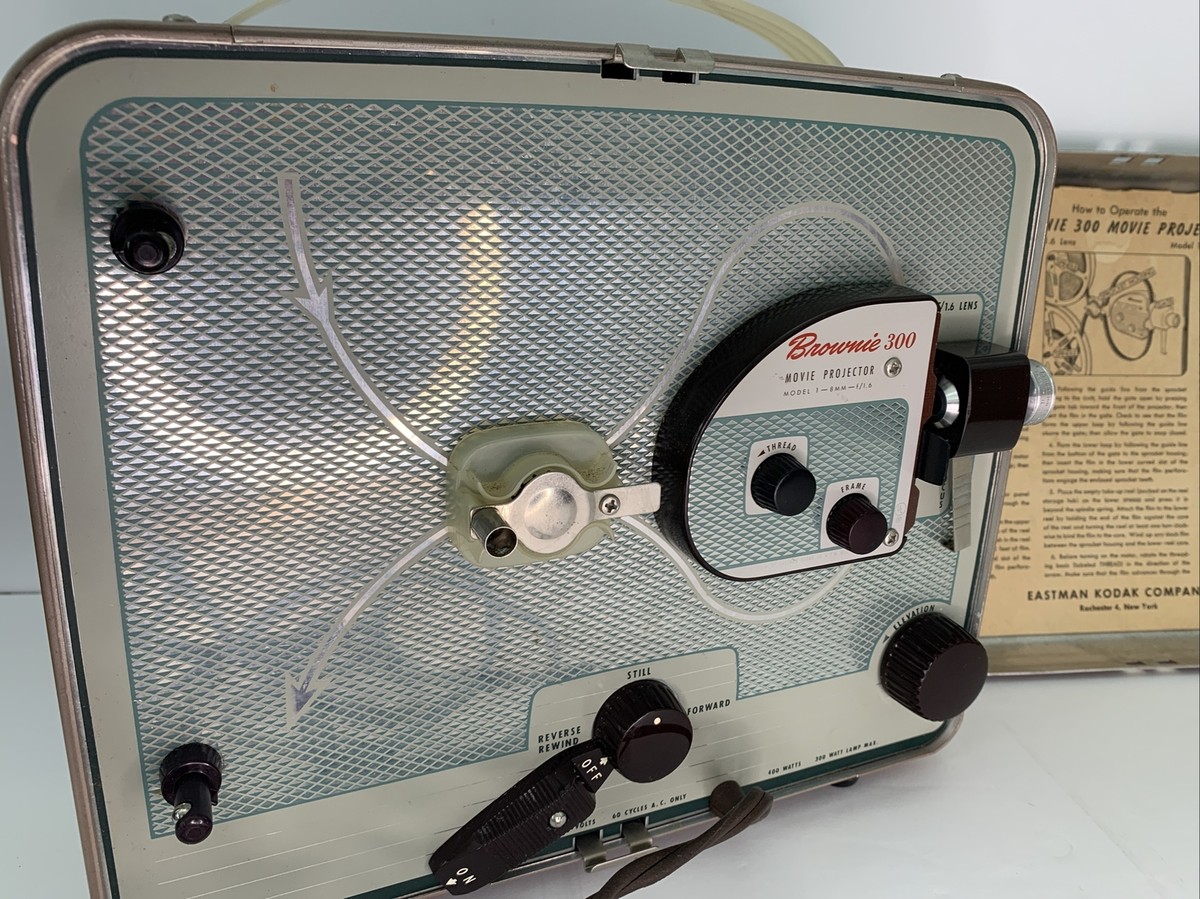 Vintage Kodak Brownie 300 8mm Movie Projector – Works! W/ Box