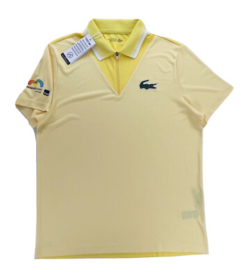 LACOSTE ポロシャツ US 5 Lacoste Men's Miami Open 2022 Tennis Zipper Yellow Polo -RRP £100