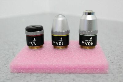 Nikon Alphaphot Labophot 3 Piece ''P'' Microscope Objective Lens Set 4x 10x 40x