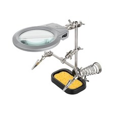 SUPPORTO SALDATORE A STAGNO CON BRACCI LUCE LED LENTE D'INGRANDIMENTO TERZA MANO