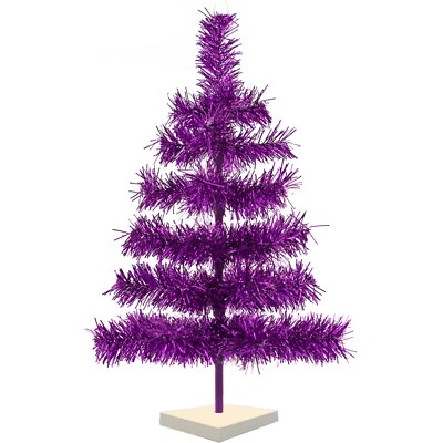 24'' Shiny Purple Christmas Feather Tinsel Tree Tabletop Holiday Tree 2FT Tall