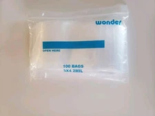 200 3" x 4" Clear Reclosable Zip Seal Bag Plastic 2 Mil BAGGIES Jewelry Zipper