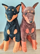 Muñeca de peluche ultra grande Kuttari Doberman Dog negra marrón juego de 2 23,6 pulgadas Watchdog