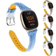 For Fitbit Versa 3 4 Sense 2 shinning Leather Watch Band Strap Replacement Wrist