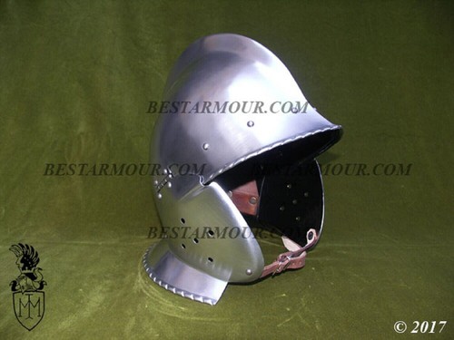 18GA Medieval Burgonet Helmet With L/Liner Armor Helmet Replica Halloween - Picture 3 of 3