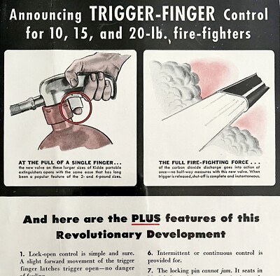 Kidde Fire Extinguisher 1940s Advertisement Lithograph Trigger Finger DWCC4