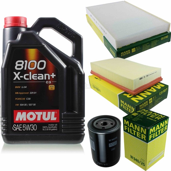 MANN-FILTER Inspektionspaket 5L Motul 8100 X-Clean+ 5W-30 FüR Audi A6 1.9 Tdi-image