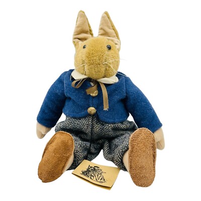 Hand crafted ArtisanPeter Rabbit Stuffed Plush Signed NEW WITH TAG Fully Dressed
