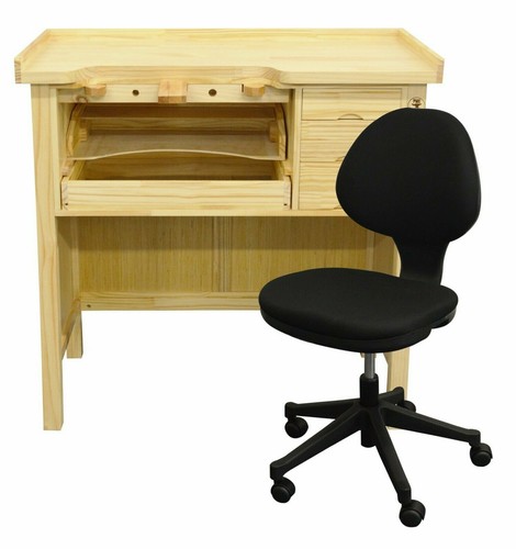 Juego de banco de trabajo joyería de madera maciza de lujo con silla ajustable fabricación de eBay