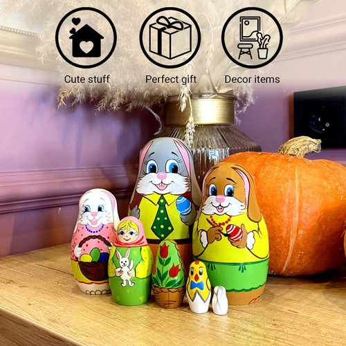 Easter Nesting Dolls Set 7 pcs - Easter Decorations - Easter Toys -Easter Gifts - Picture 5 of 6