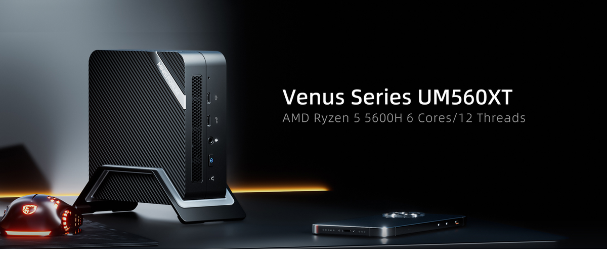 MINISFORUM UM560 XT AMD Ryzen 5 5600H Mini PC 16GB RAM 512GB PCIe