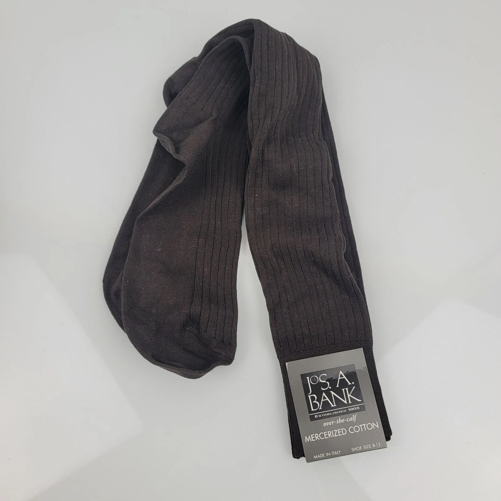 Jos.A.Bank Over the calf Mercerized Cotton Men's Socks Brown Ribbed Pima Cotton