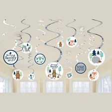 Bear-ly Wait Boy Blue Bear Animal Baby Shower Party Hanging Swirl Decorations