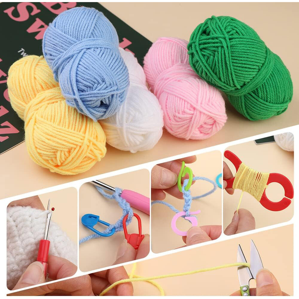 59Pcs Knitting Needles Crochet Hooks Set Beginner Yarn Sewing Tools