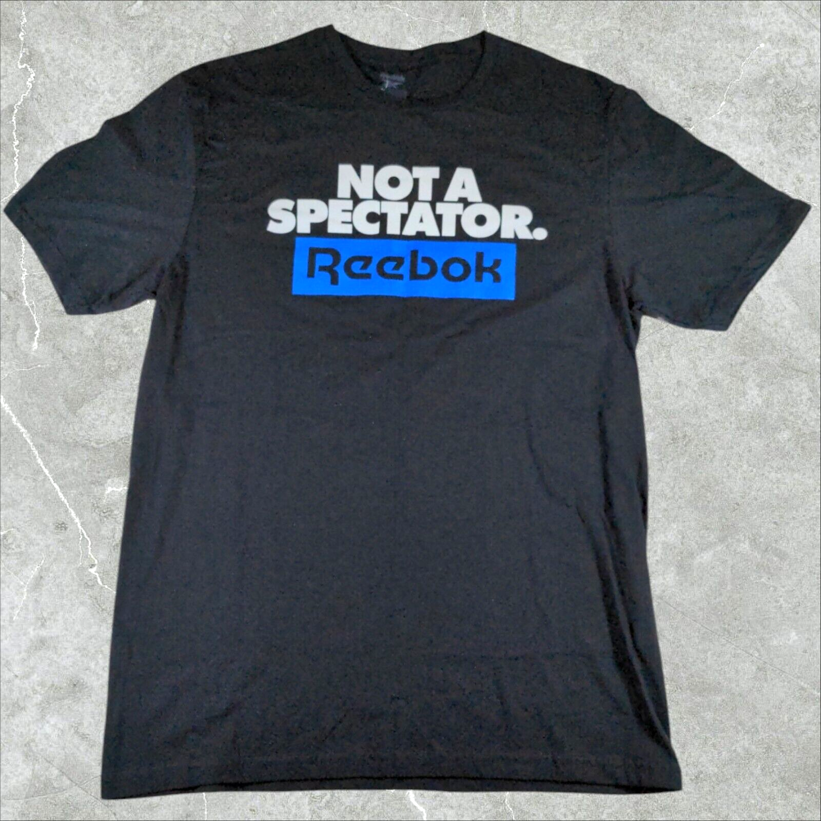 Reebok Logo Graphic T-Shirt Men's Small Not A Spectator Black/White/Blue