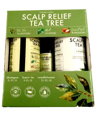 Pharm Table Scalp Relief Tea Tree Shampoo Conditioner & Leave in Conditioner Set