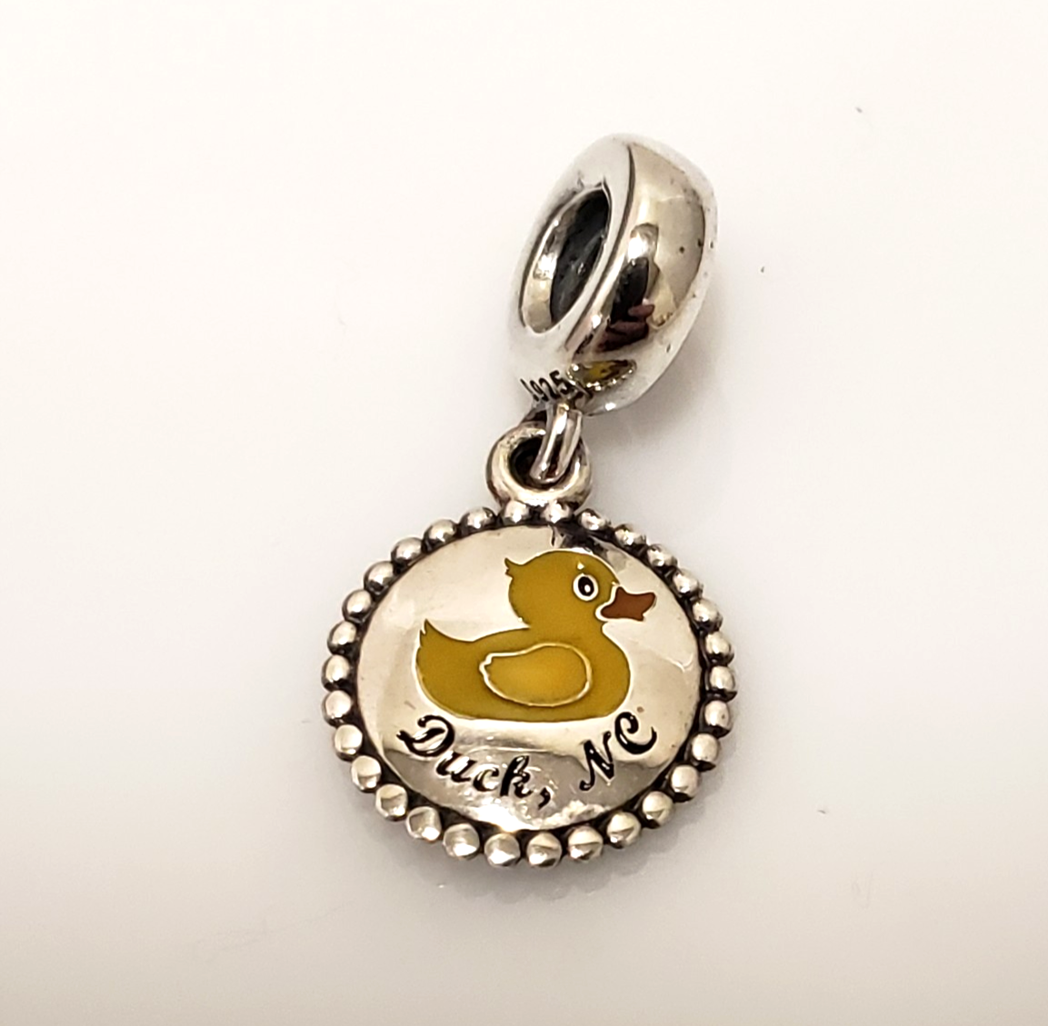 Pandora Sterling Silver Duck with NC Enamel Travel Charm