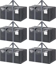 6 Pack Extra Heavy Duty Large Moving Bags Sturdy & Durable Storage Bags *Gray*