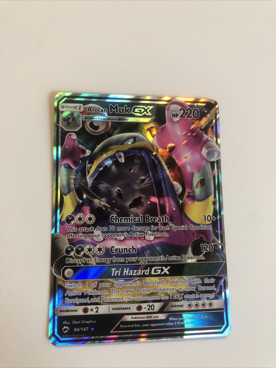 alolan muk gx pokemon card Alolan Muk GX 84/147 Ultra Rare Burning Shadows GX Pokemon Card