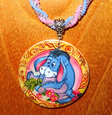 Donkey Eeyore Shell Unique pendant DISNEY hand painted signed