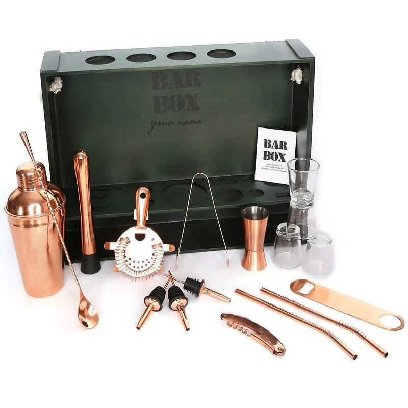 Барменский набор из 19 барных инструментов с деревенской деревянной подставкой коктейльный шейкер набор B2 - Изображение 2 из 4