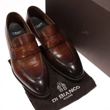 Di Bianco NWD Marron Slip On Dress Loafers Size 10 US in Brown Leather