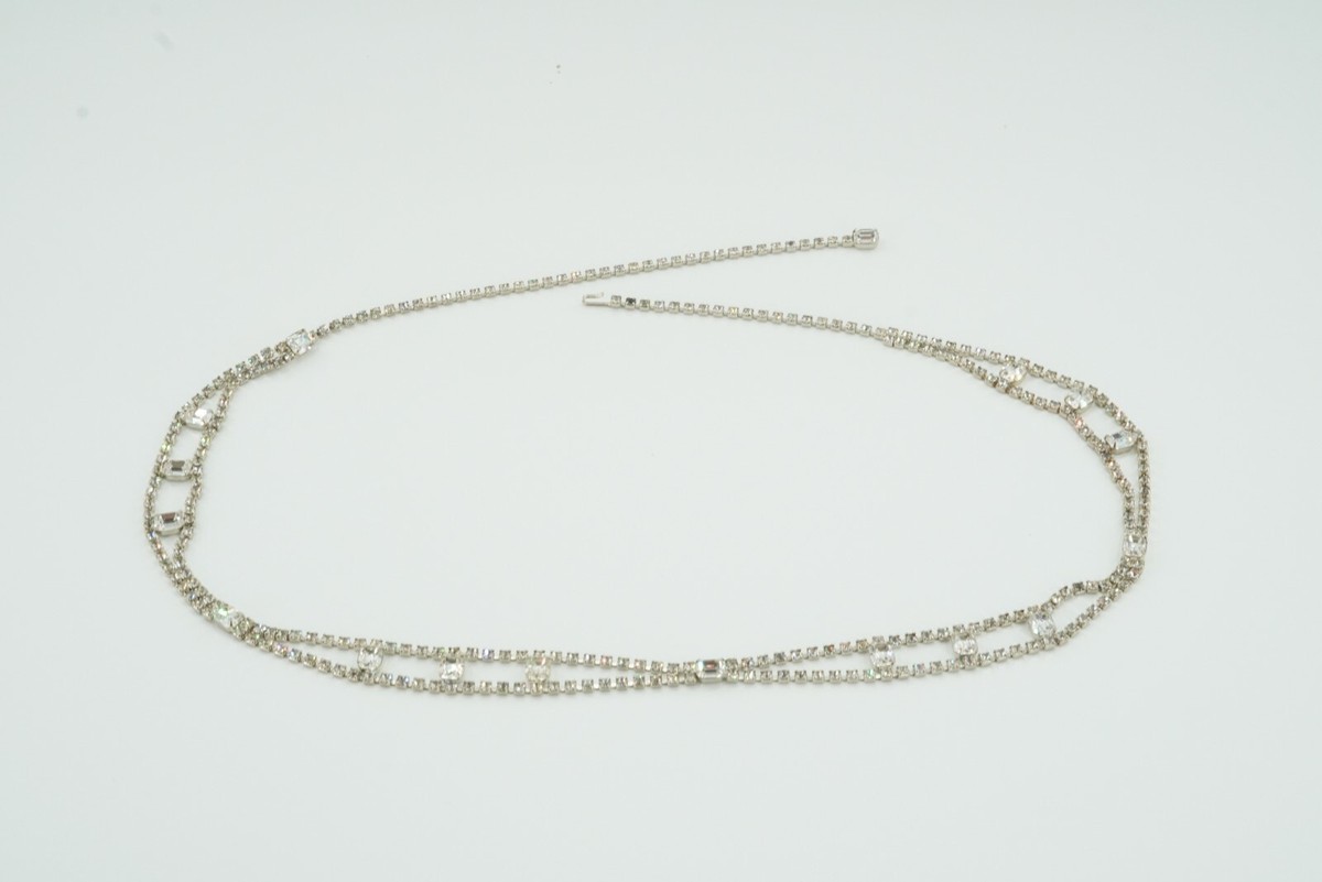 Vintage Crystal Rhinestone Adjustable Hook Closure Belt, 40  display picture 1