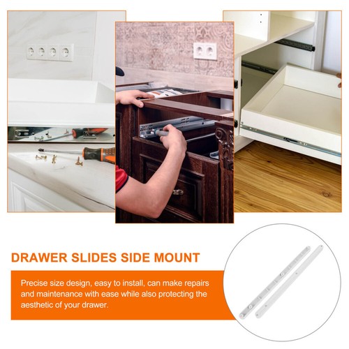 2 Pcs Plastic Drawer Rails Full Extension Slides Replacement Parts - Picture 4 of 12