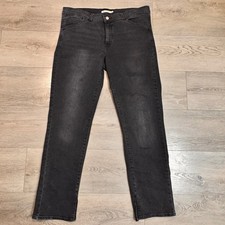Levi's 314 Shaping Straight Jeans Black Dark Wash Trouser Denim Size 33 Regular