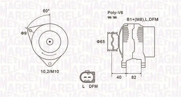 Alternatore con puleggia 063731746010 MAGNETI MARELLI per AUDI VW SKODA