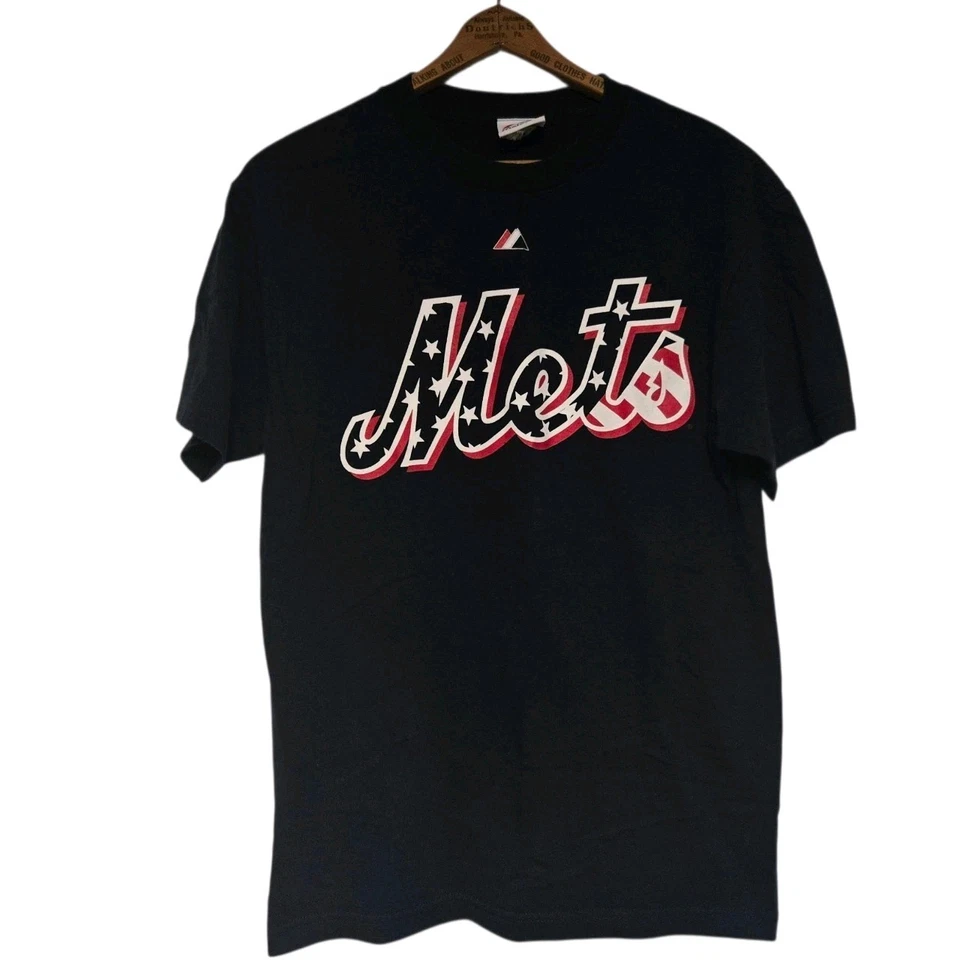 2007 David Wright New York Mets Jersey T-Shirt MEDIUM Blue American Flag Letters - Image 2 of 4