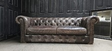 STUNNING JOHN LEWIS CHESTERFIELD 3 SEATER LEATHER SOFA  FREE DELIVERY 