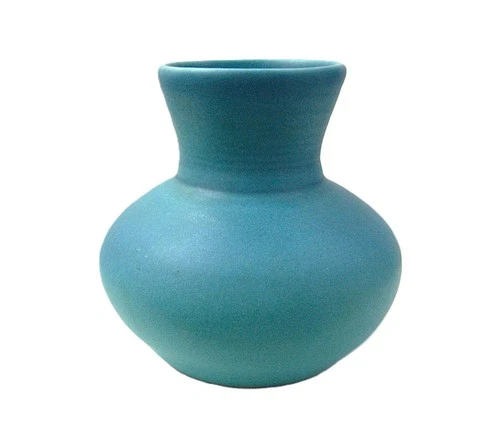 VINTAGE VAN BRIGGLE POTTERY VASE - MATTE GLAZE TURQUOISE 'ORIGINAL' 4.25 IN TALL