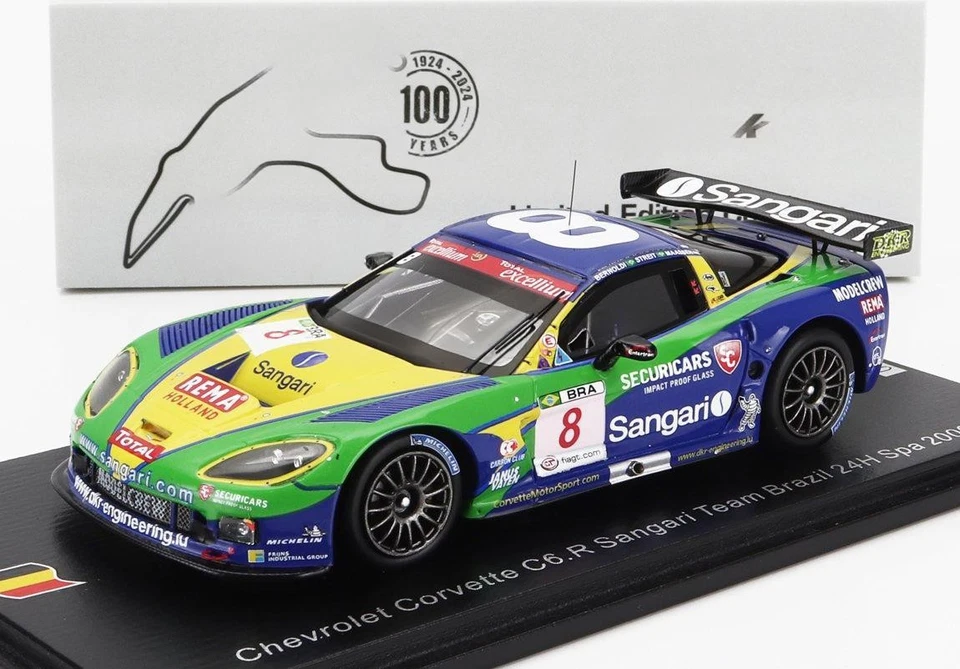 1/43 SPARK CHEVROLET CORVETTE C6.R Z06 TEAM SANGARI BRAZIL N 8 24h SPA 2009 - Immagine 3 di 3