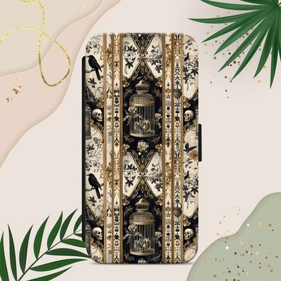 Handyhülle Rabe Gothic Muster iPhone Samsung Pixel Flip Wallet Cover