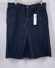 Calvin Klein Womens Blue Denim Pockets Dark Wash A-Line Skirt Size 32/14