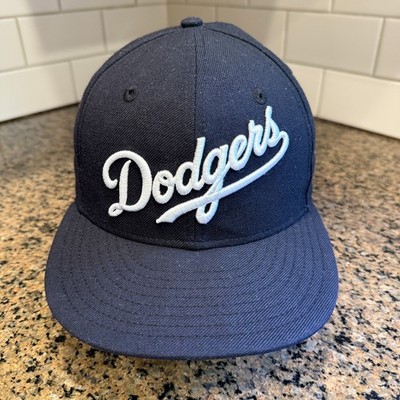 LA Dodgers New Era 59fifty Hat Cap Fitted Size 7 Black 100% Wool