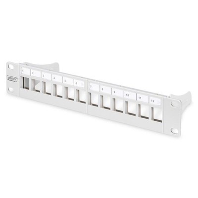 DIGITUS Modular Patchpanel 12 Port Blank geschirmt 1HE 254mm 10'' Rack Mount Grau