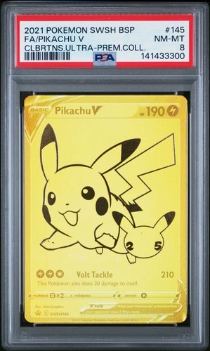 PSA 8 Pikachu V Full Art #145 2021 Pokemon Black Star Promo 141433300