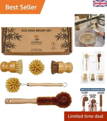 Komplettes 5er Pack Bambus Scheuerbürsten Set mit ergonomischem Design für Küche