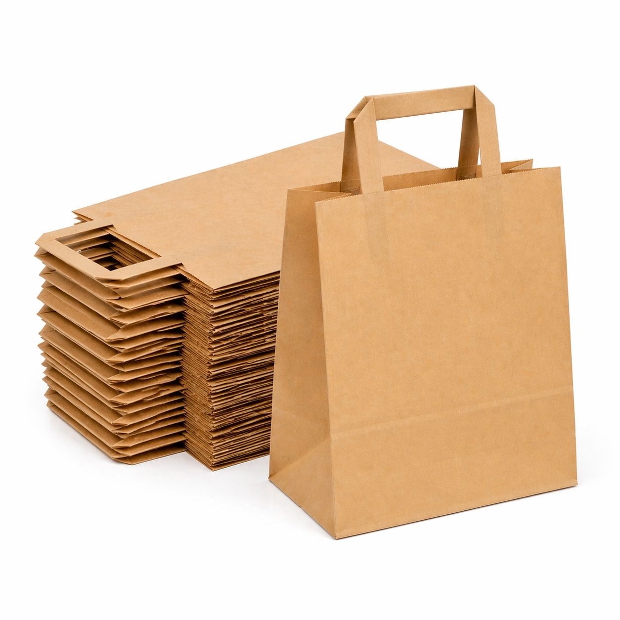 Papiertragetaschen Braun 22x10x28cm mit Griff 50-500Stück Stabil & Reißfest