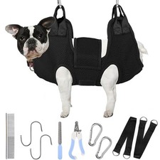 Dog Grooming Hammock for Small Dogs Pet Restraint Nail Trimming Black S