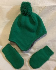 Primary.comGreen Stocking Cap  Mittens Toddler Sz 12-24 Months Fully Lined