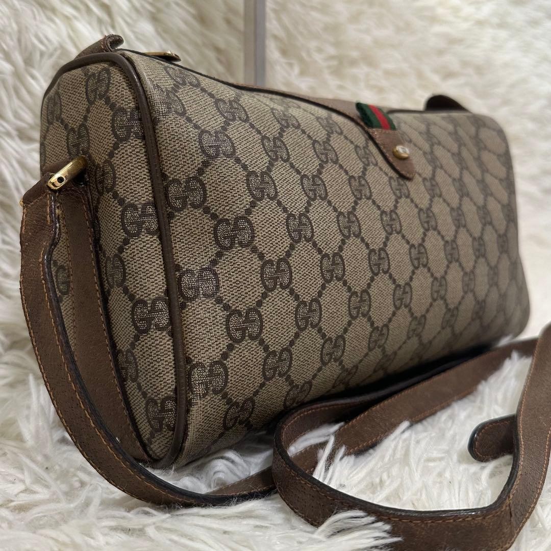 GUCCI Sherry Line GG Canvas Leather Shoulder Bag Brown Vintage Authentic thumbnail 3