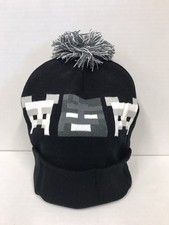 Beanie Cap - Minecraft Black/Gray Iron Golem Enderman Winter Snow Hat NEW