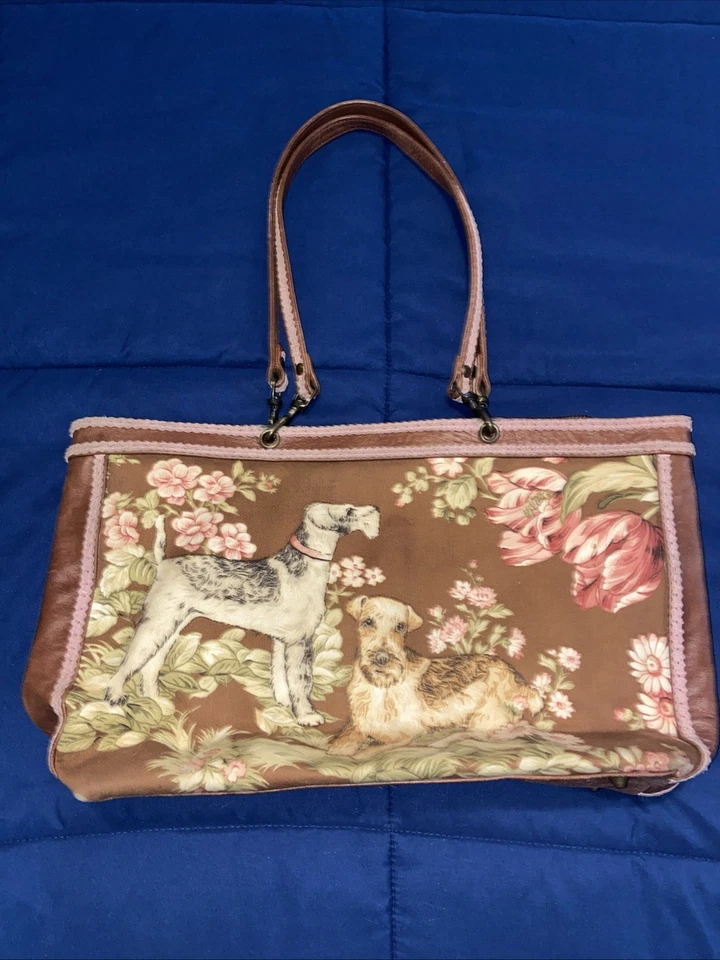 RARE Vintage Isabella Fiore English Cocker Spaniel and Terrier Beaded TOTE - Image 2 of 4