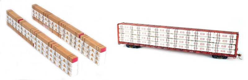 HO JAEGER --- LUMBER LOAD FOR WALTHERS 72' CENTER-BEAM FLAT CAR #4 --- ASSEMBLED