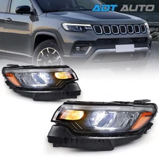 LED Reflector Headlight W/o LED DRL For Jeep Compass 2022-2025 W/ Full Bulbs