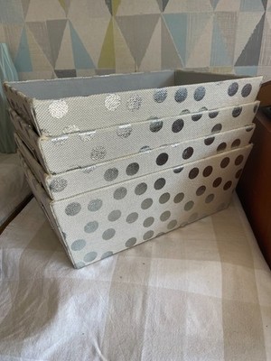 4 x Aufbewahrungskörbe beige/silber 12'' x 4,5'' x 7''