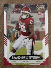 2021 Panini Score Rhamondre Stevenson (RC) Patriots Rookie Football Card #386. rookie card picture